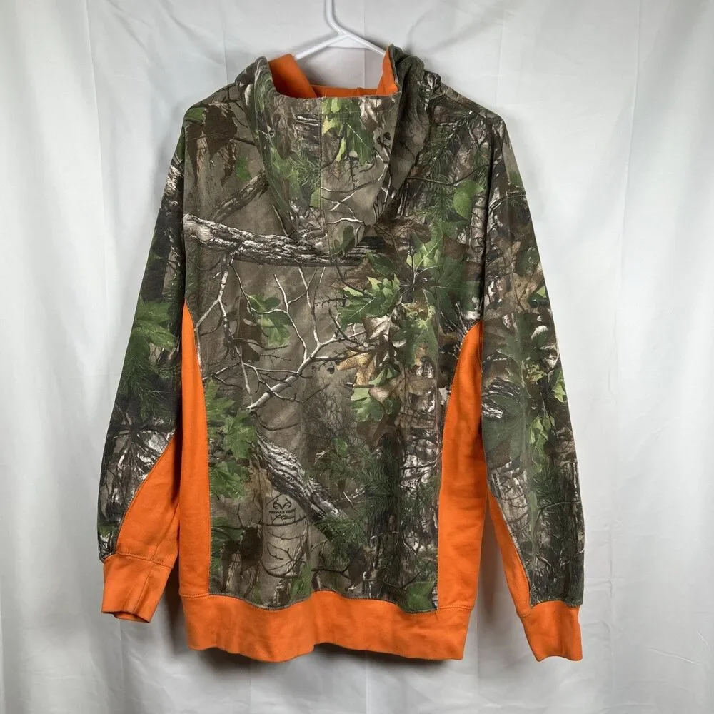 Chase Tony Stewart NASCAR Hoodie Men’s Large Orange Camo Pullover Sweater Hooded